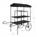FixtureDisplays® Large 3-Tier Flower Cart, Metal Planter Flower Pot Holder Display Rack Stand, Black Finish 16964